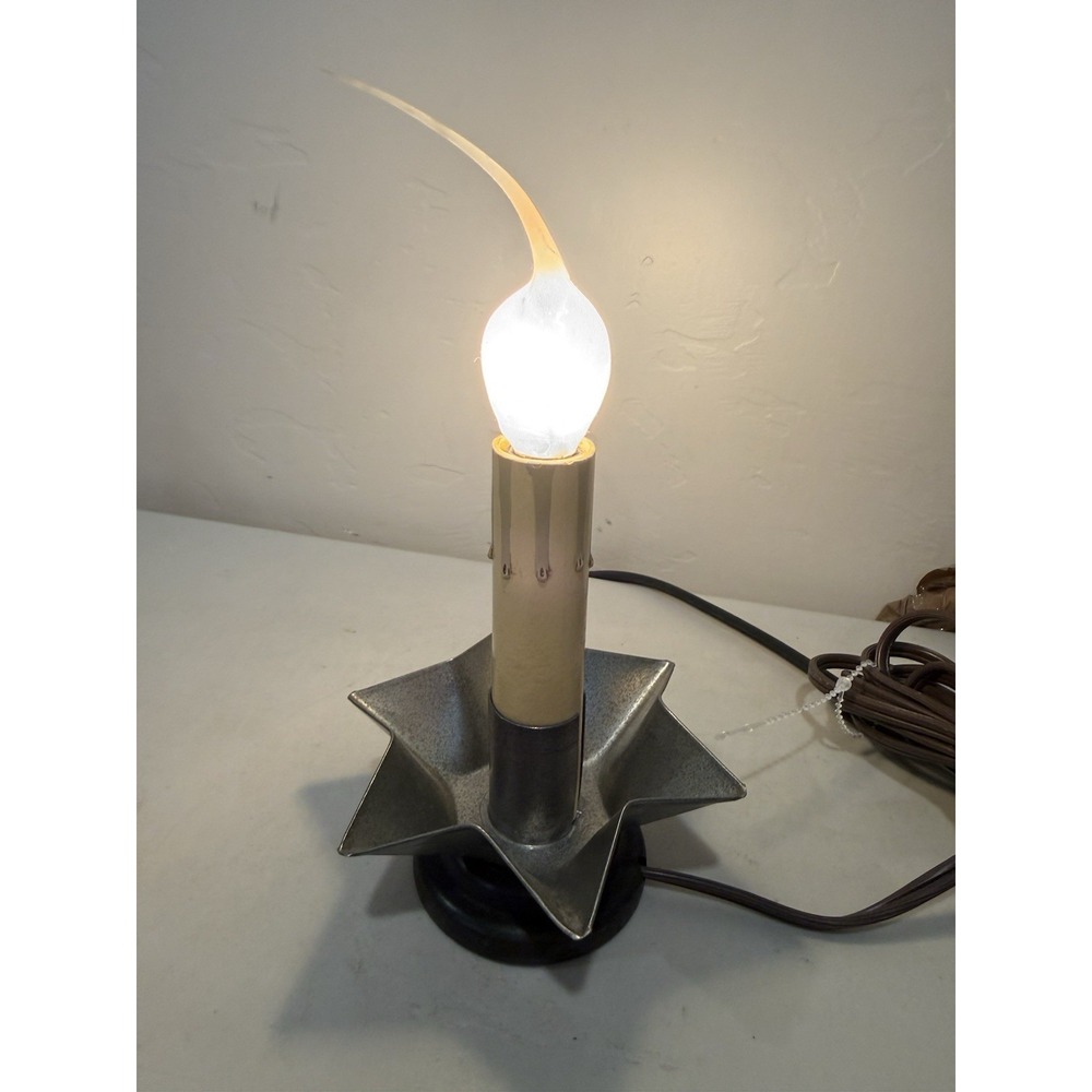 VINTAGE ELECTRIC CHRISTMAS CANDLE IN STAR METAL HOLDER ON/OFF SWITCH